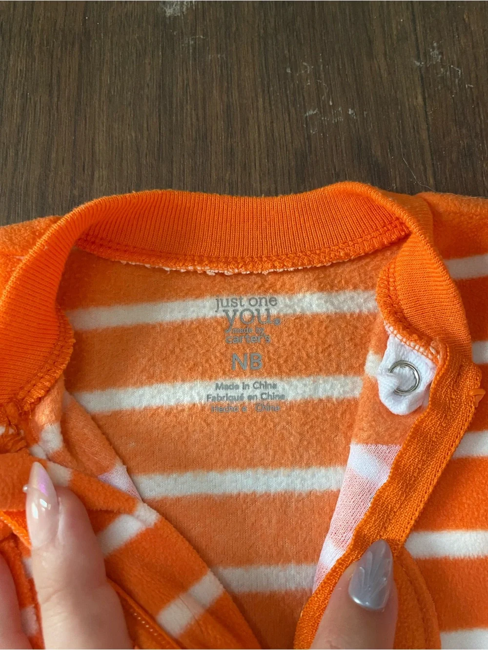 Carter's Orange and White Striped Pumpkin Footed One-Piece